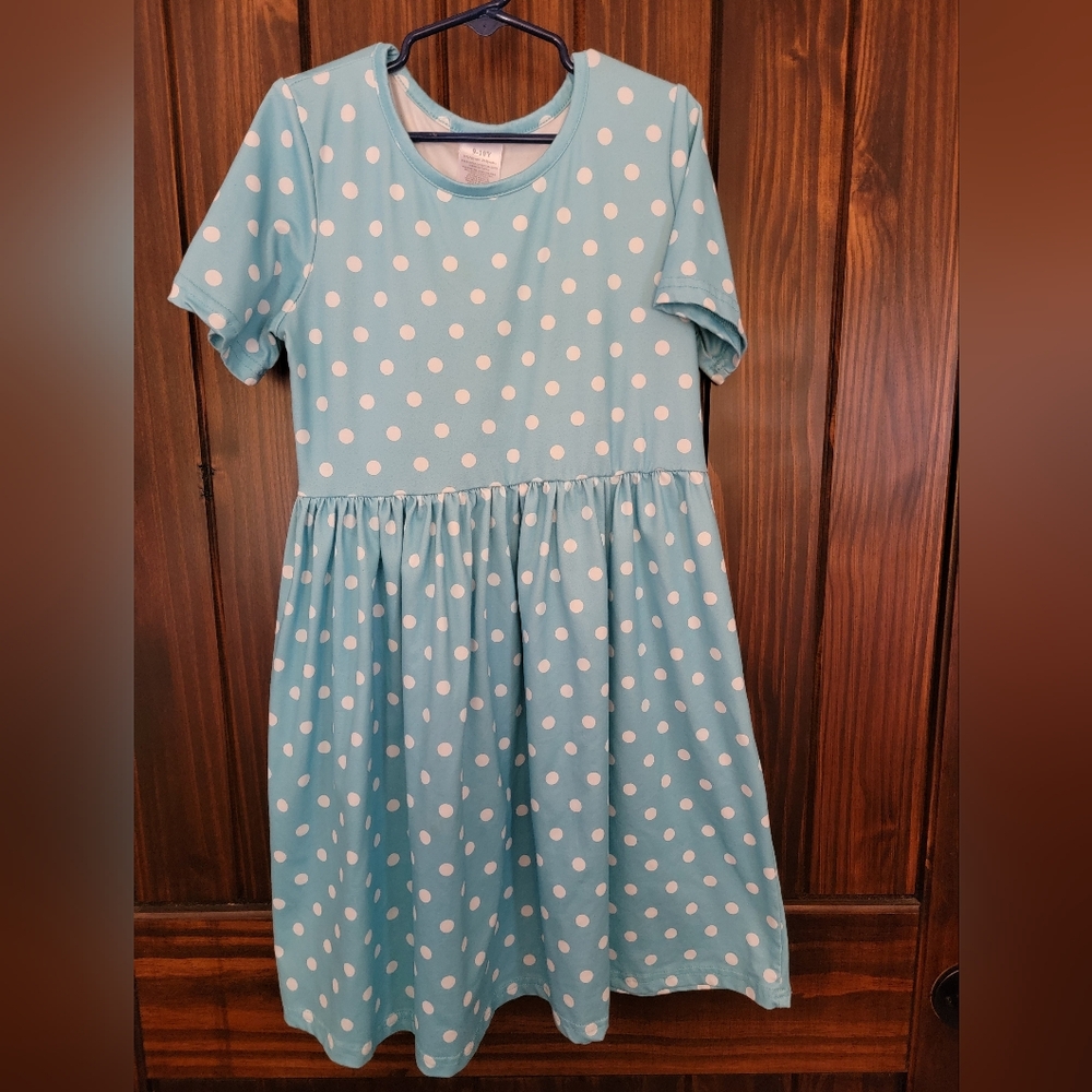 Blue and White Polka Dot Dress